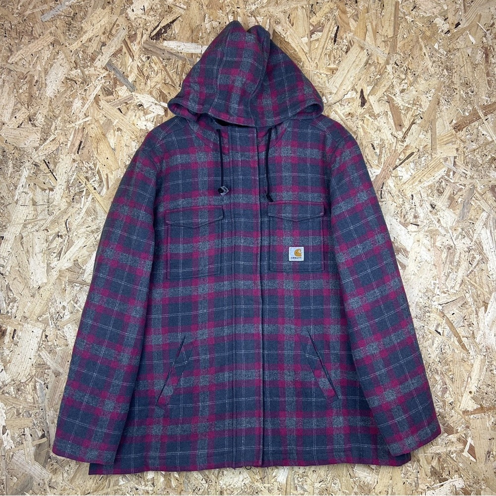 Carhartt Plaid Hooded Jacket - Red and Gray